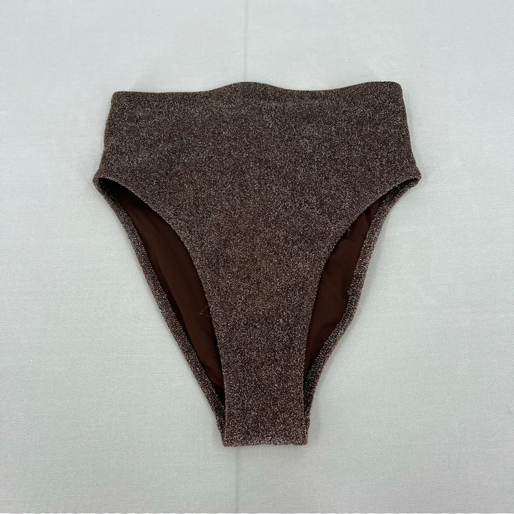 NWT skims chocolate brown metallic shimmer highwaisted bikini bottoms XXS beach